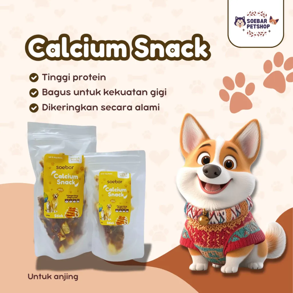 Calcium Stick Snack – Snack/Camilan Stik Kalsium Sehat dan Lezat untuk Anjing (100gr, 250gr, 500gr)